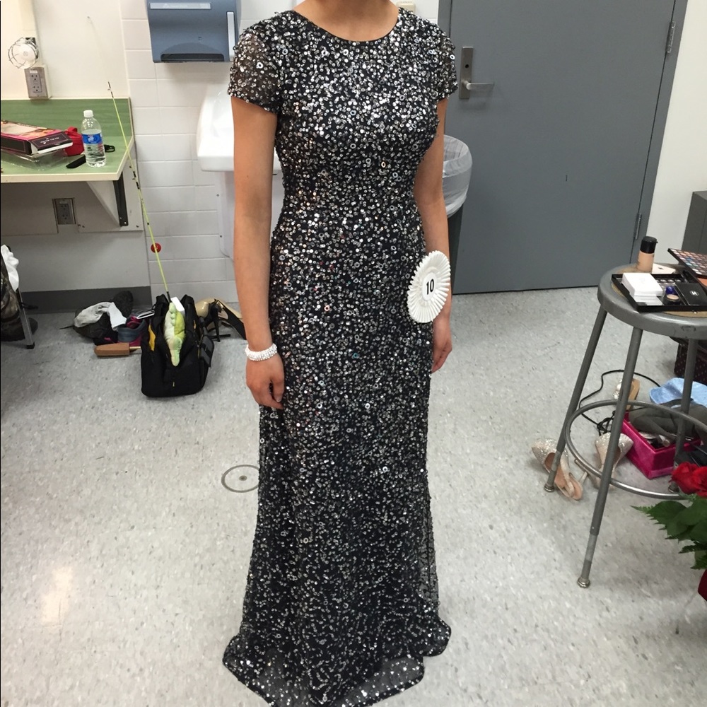 Adrianna Papell Scoop Back Sequin Gown